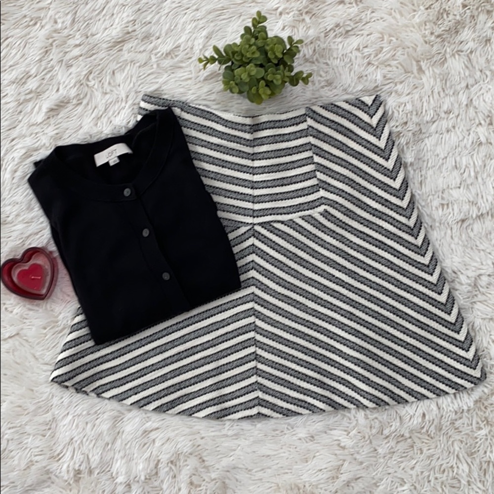 🎉HP🎉Loft Skater Skirt 💗 Black, Gray & White